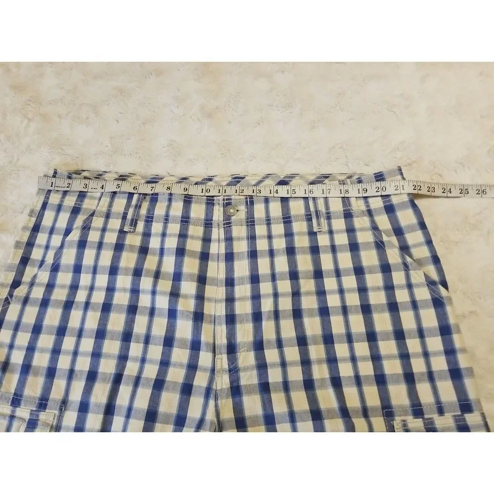 Levi's Mens Cargo Shorts Size 42 Blue White Plaid Pockets Gorpcore Grunge